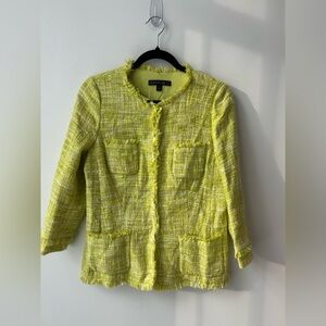 Lafayette 148 tweed yellow green jacket blazer